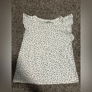 LOFT Ivory Blouse with Black Dots